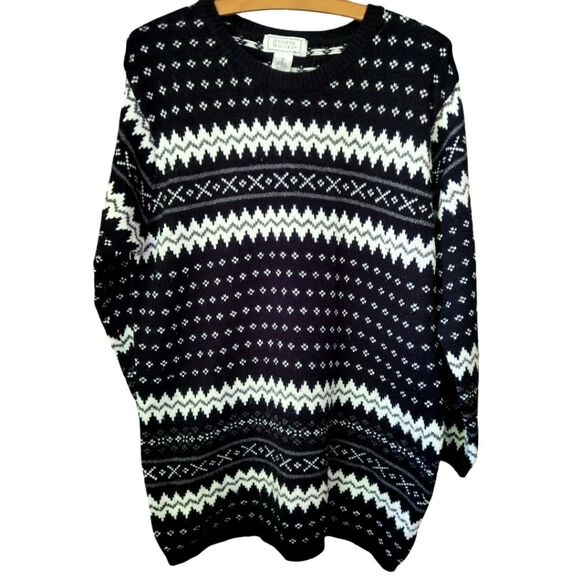 Vintage Jennifer Moore Fair Isle crewneck sweater oversized small Ski Lodge fall - Picture 1 of 8